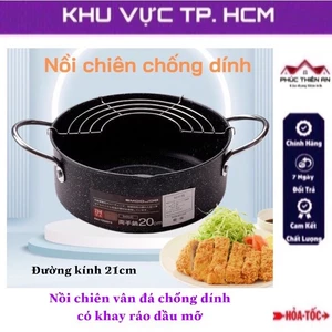 Nồi chiên vân đá chống dính Emoojoo, có khay ráo dầu mỡ