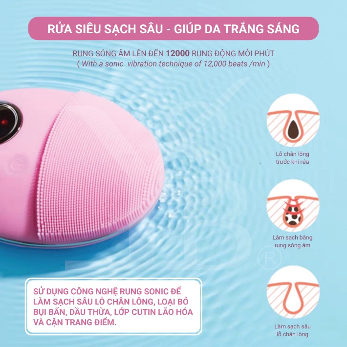 [GIÁ SỐC 65K] Máy Rửa Mặt YDF 606 Sóng Âm - Sạch Sâu, Đẩy Tinh Chất, Sạc Không Dây