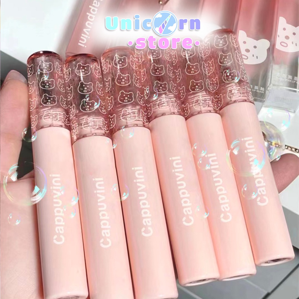 Son Tint Bóng Lì Gấu Hồng Pastel Cappuvini Bubbly Bear Lip Glaze CP74