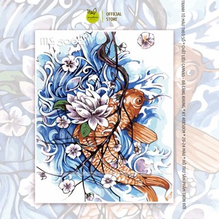 Tranh tô màu theo số 40x50cm có khung cá chép bên nhánh hoa T5062