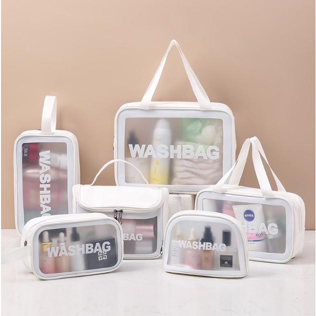 Combo 6 Túi mỹ phẩm trong suốt washbag nhựa PVC da Pu 3 màu đi bơi đi biển du lịch H1991 (mẫu mới)