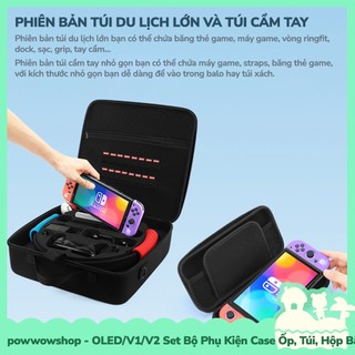 [Sẵn VN - Hỏa Tốc] OLED/V1/V2 Set Phụ Kiện Case Ốp, Túi Đựng, Nút Bọc, Hộp Băng Nintendo Switch Scarlet & Violet Enough