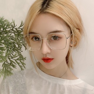 Phụ Nữ Mặt Trơn Chống Ánh Sáng Xanh Kính Bức Xạ Phẳng Vuông Lớn Khung Kim Loại Kính Mắt Có Thể Thay Thế