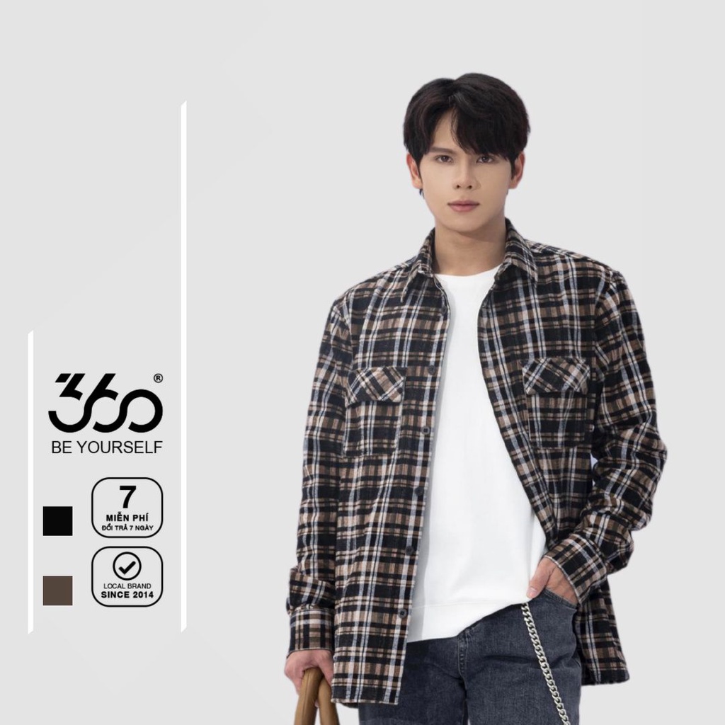 Áo Khoác Sơ mi shacket Nam thương hiệu 360 Boutique form rộng trẻ trung chất liệu cao cấp – ASHTK302