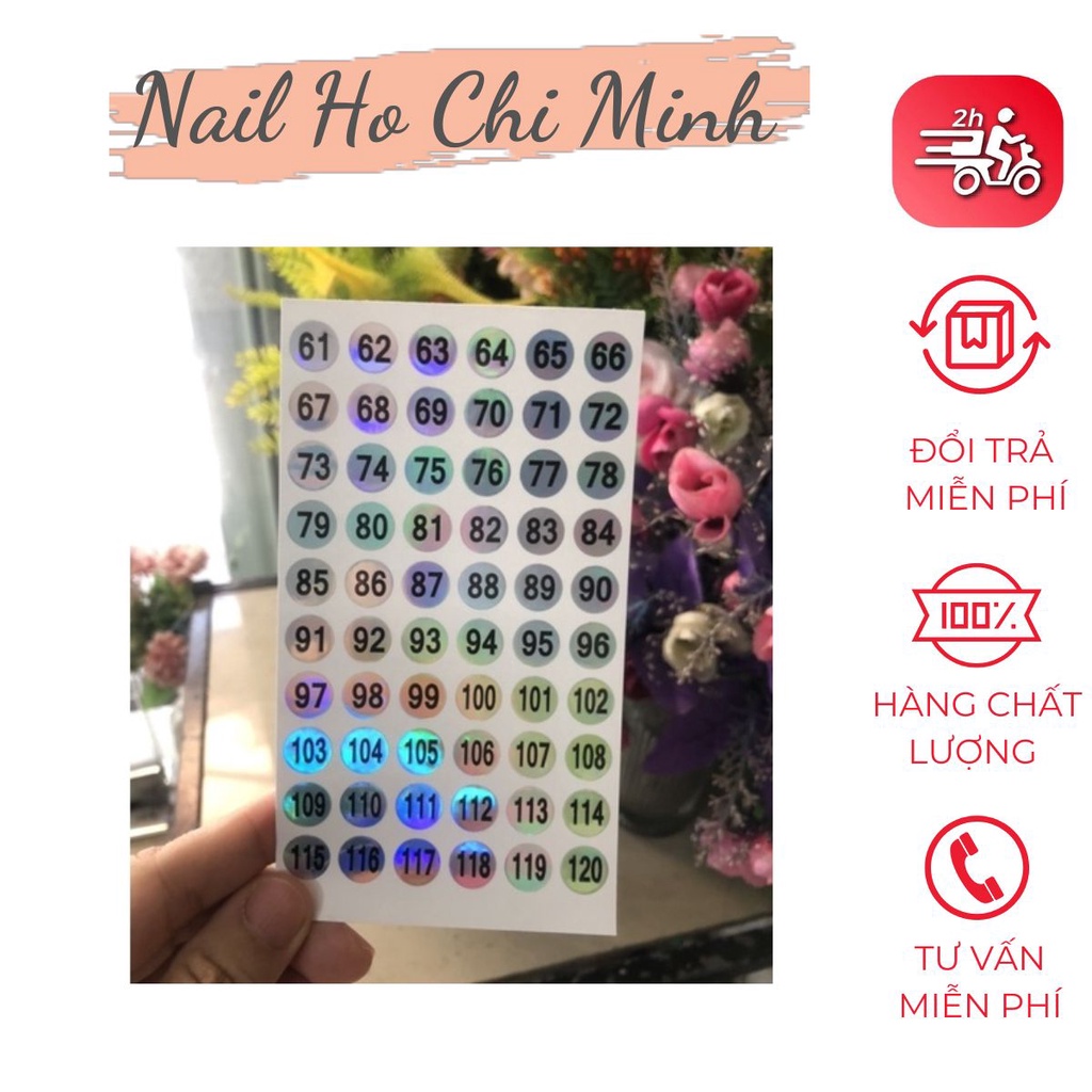 [TEM XỊN] Tem dán số chai sơn 7 màu chống bong tróc khi tiếp xúc với nước