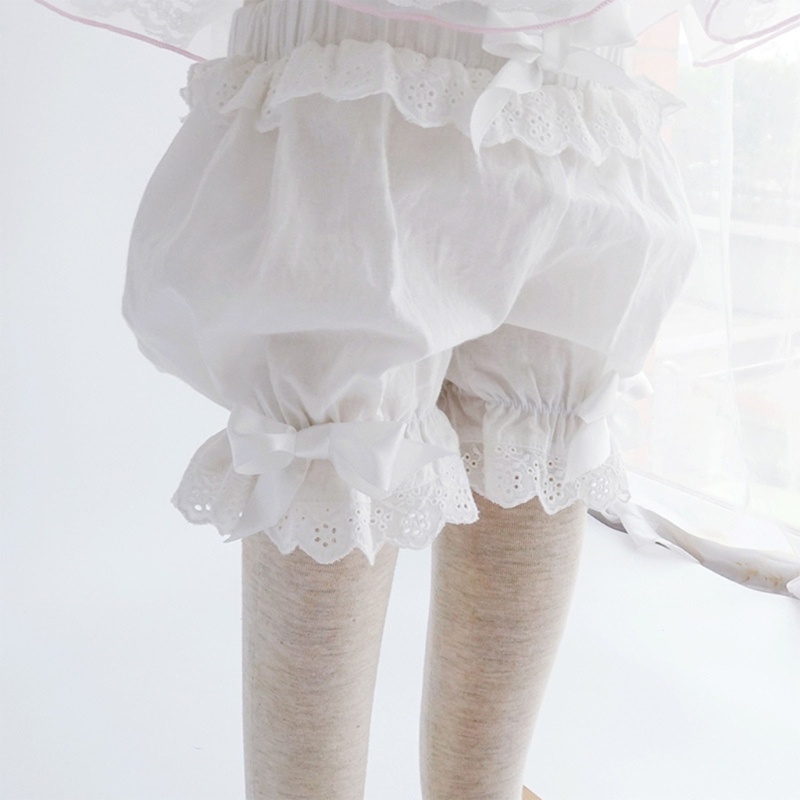 Vua Nữ Trắng Xù Ren Bloomer Dễ Thương Nơ Bí Ngô Quần Frilly An Toàn Quần Short