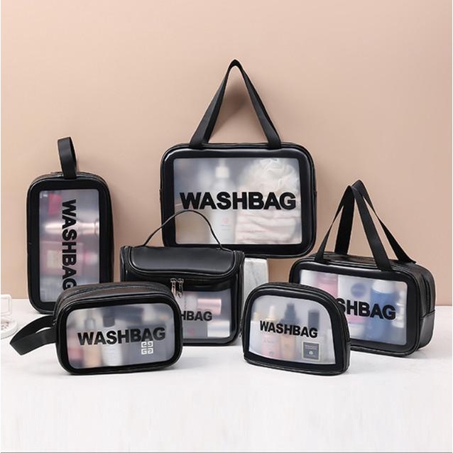 Combo Túi đồ cá nhân trong suốt washbag GINCEVHY nhựa PVC 3 màu M.E.N đi biển du lịch (ĐÚNG HÌNH)