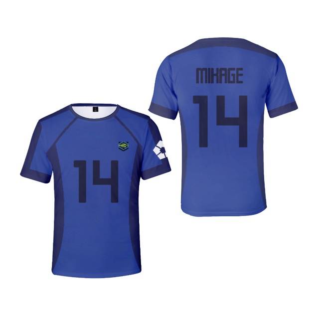Nóng Anime Áo Màu Xanh Khóa Cosplay Jersey Tay Ngắn Unisex Áo Dáng Rộng Tee Yoichi Áo Plus Kích Thước