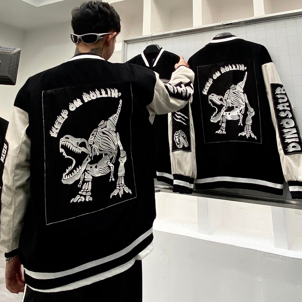 Áo Khoác FF OVERSIZE DINOSAUR VARSITY JACKET mix