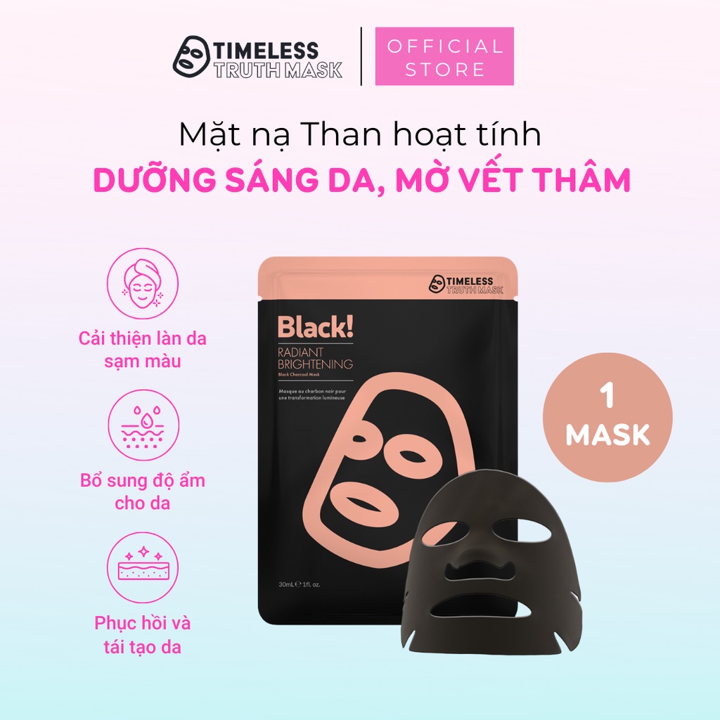 Ảnh Mặt nạ than hoạt tính dưỡng trắng, ngừa sạm da Timeless Truth Mask - Black Radiant (30ml/miếng) 1