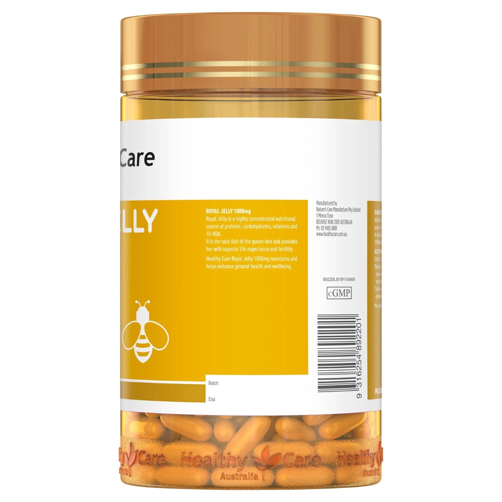 Viên sữa ong chúa Healthy care Royal Jelly 1000mg Hộp 365 viên