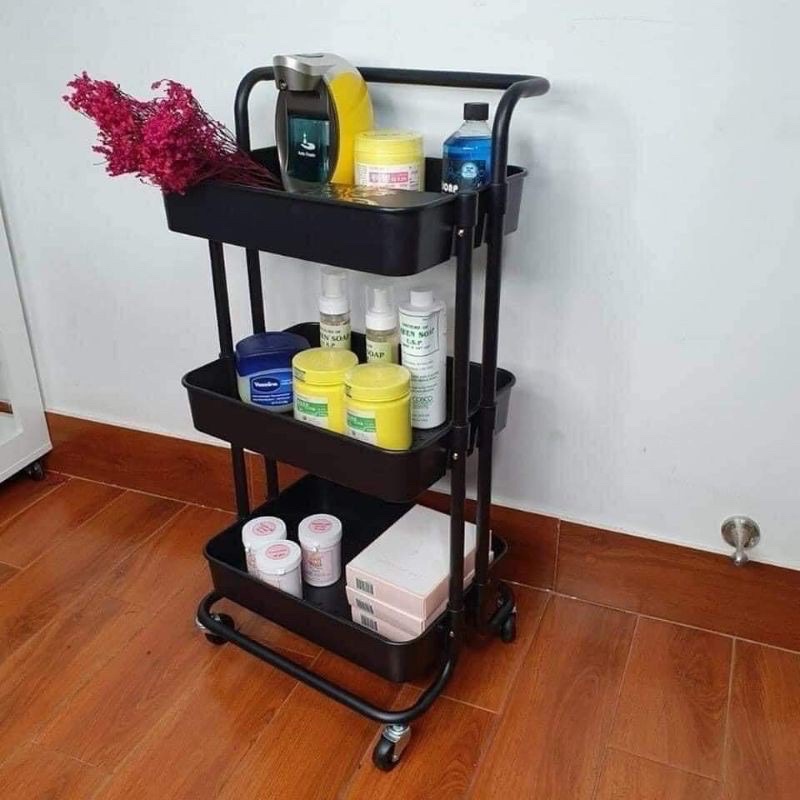 Xe Đẩy Nhựa Spa 3 Tầng Đa Năng Có Bánh Xe Và Khóa Bánh