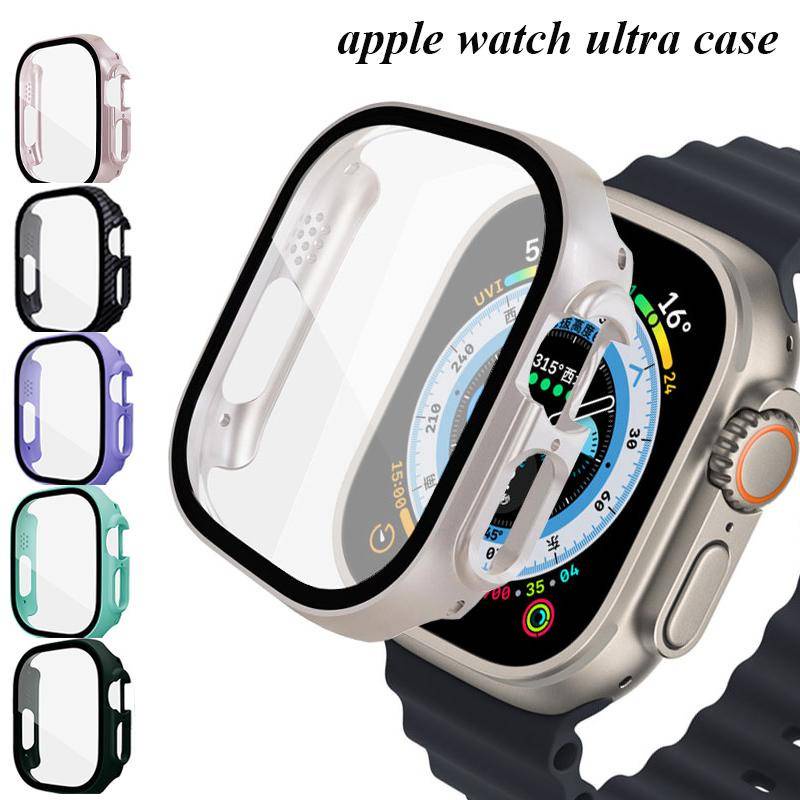 Kính + Vỏ Cho Apple Watch ultra 2 Vỏ 49mm Bảo Vệ Màn Hình PC Toàn Diện Ốp Lưng Kính Cường Lực Vỏ iwatch Ultra Phụ Kiện
