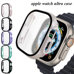 Kính + Vỏ Cho Apple Watch ultra 2 Vỏ 49mm Bảo Vệ Màn Hình PC Toàn Diện Ốp Lưng Kính Cường Lực Vỏ iwatch Ultra Phụ Kiện