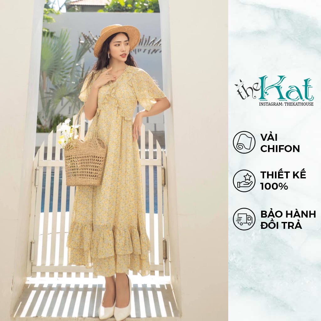 Đầm Hoa Tùng Bèo The Kat House 2 tầng, form váy không kén dáng, chiết eo gọn người