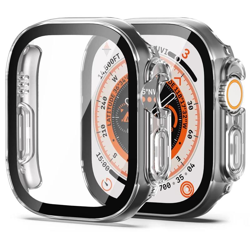 Kính + Vỏ Cho Apple Watch ultra 2 Vỏ 49mm Bảo Vệ Màn Hình PC Toàn Diện Ốp Lưng Kính Cường Lực Vỏ iwatch Ultra Phụ Kiện