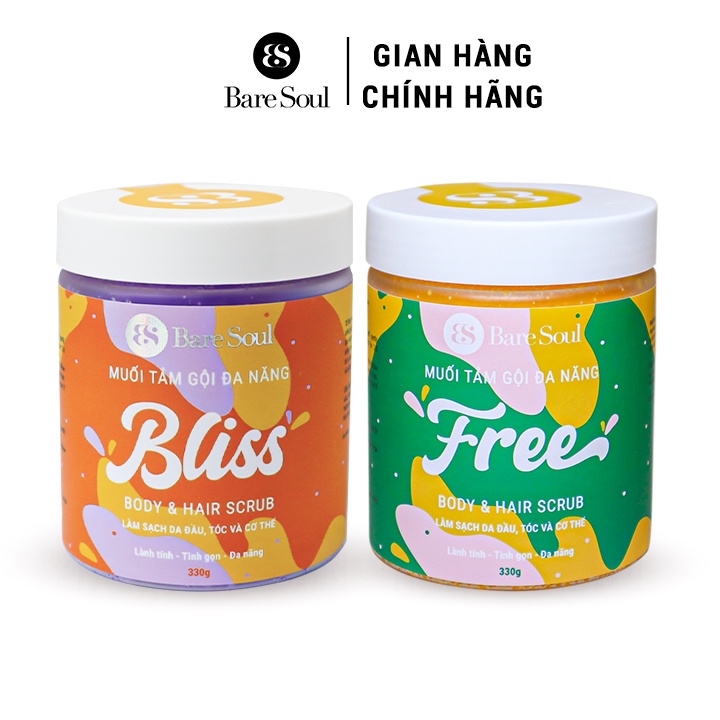 Ảnh Combo tẩy tế bào chết, giảm viêm mụn, làm sáng cho da và hỗ trợ mọc tóc, giảm bết dầu BareSoul BLISS + FREE 300gx2 1