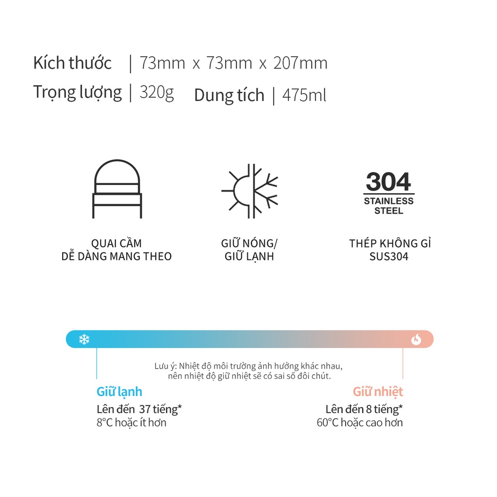 Bình giữ nhiệt LocknLock 475ml Metro Two Way LHC4274 màu navy , có quai xách, thép không gỉ - K-MALL