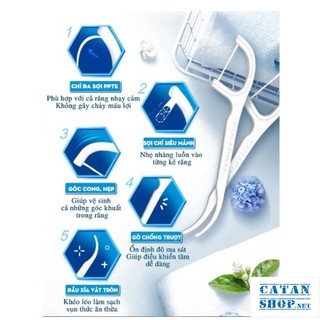 Hộp 50 Cây Tăm Chỉ Nha Khoa Dental Flossers Giúp Làm Sạch Răng, Loại Bỏ Mảng Bám Thức Ăn GD624-TamNK