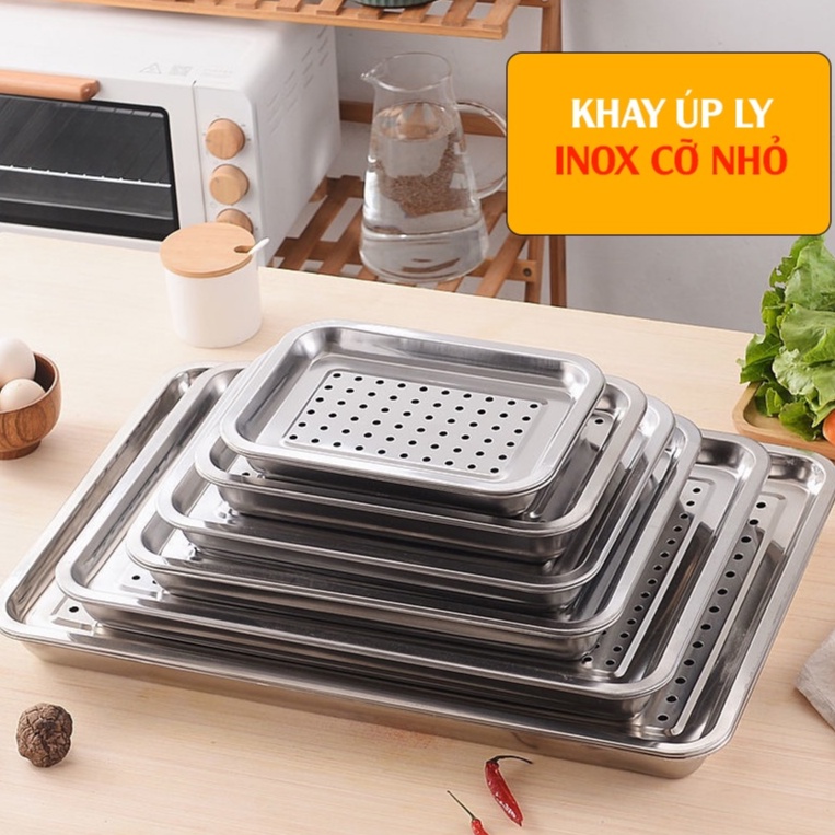Khay inox úp ly có lỗ - mâm trà chữ nhật nhiều cỡ nhỏ INOX HÀ ANH ...