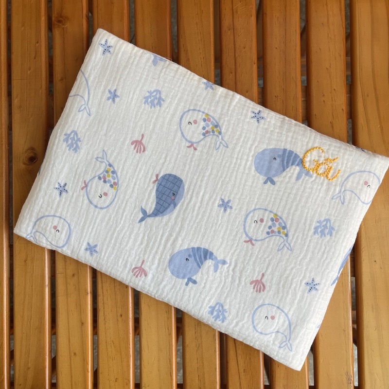[Cò Baby] Gối Xô mỏng lót đầu bé Sơ Sinh, Gối Xô Vải Muslin Organic Cao Cấp