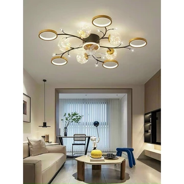 Quạt ốp sát trần hình hoa văn có điều khiển từ xa,Quạt đảo trần 360 độ cho nhà thấp mẫu mới hiện đại