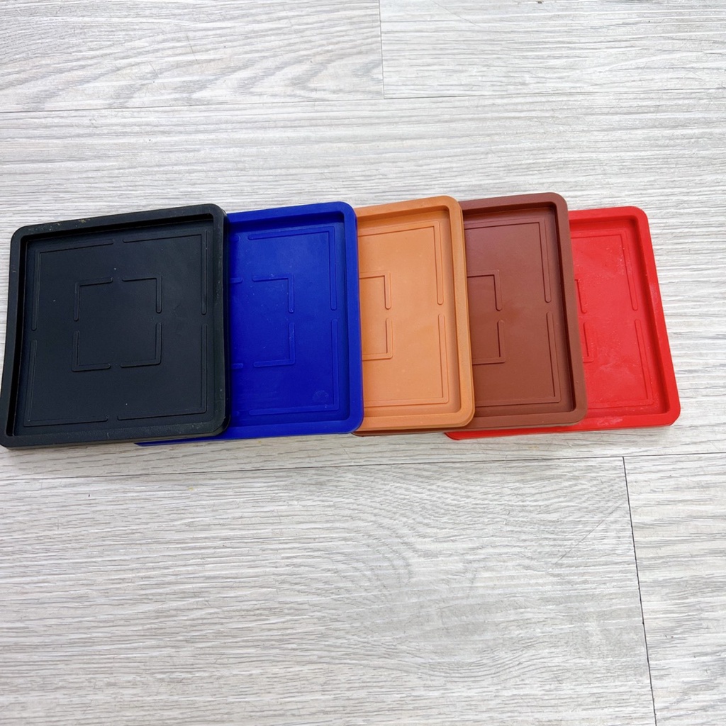 combo 10 Đế Lót Ly vuông RICO Nhựa Dẻo đủ màu - Nhựa vuông dẻo Cao Cấp 9cm