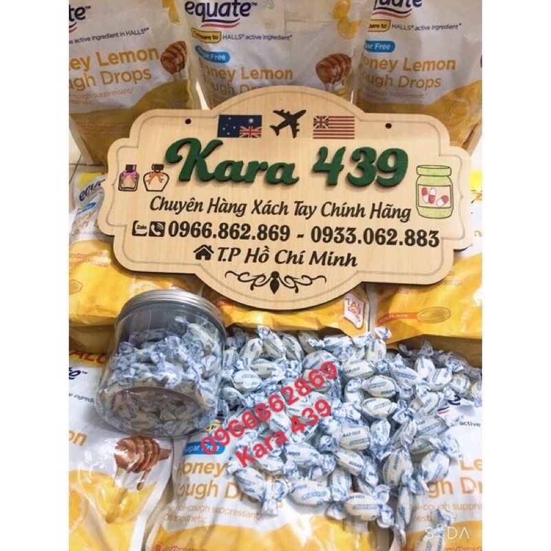 Kẹo ngậm ho đau họng Equate Honey Lemon Cough Drops 140 160 viên