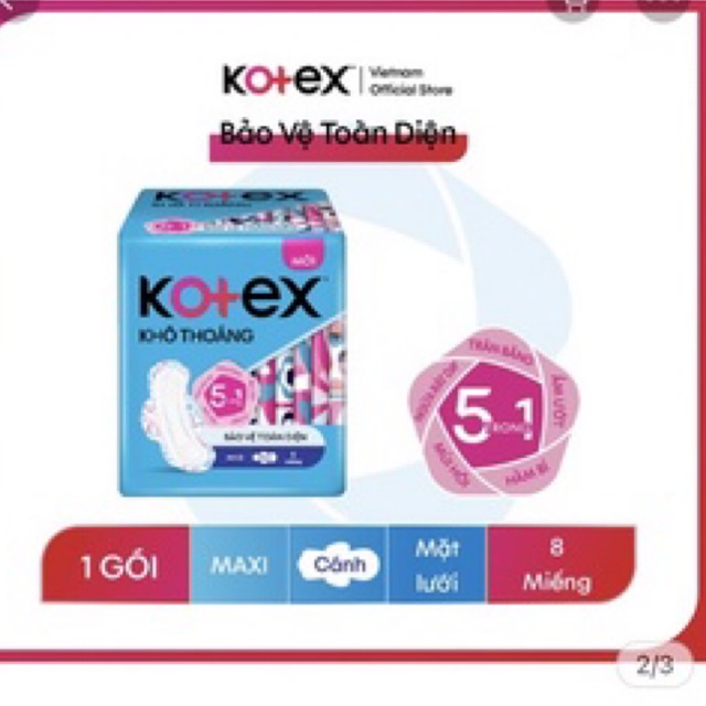 (mẫu mới )combo 8 gói Băng vệ sinh Kotex Maxi có cánh gói 8 miếng x 23cm