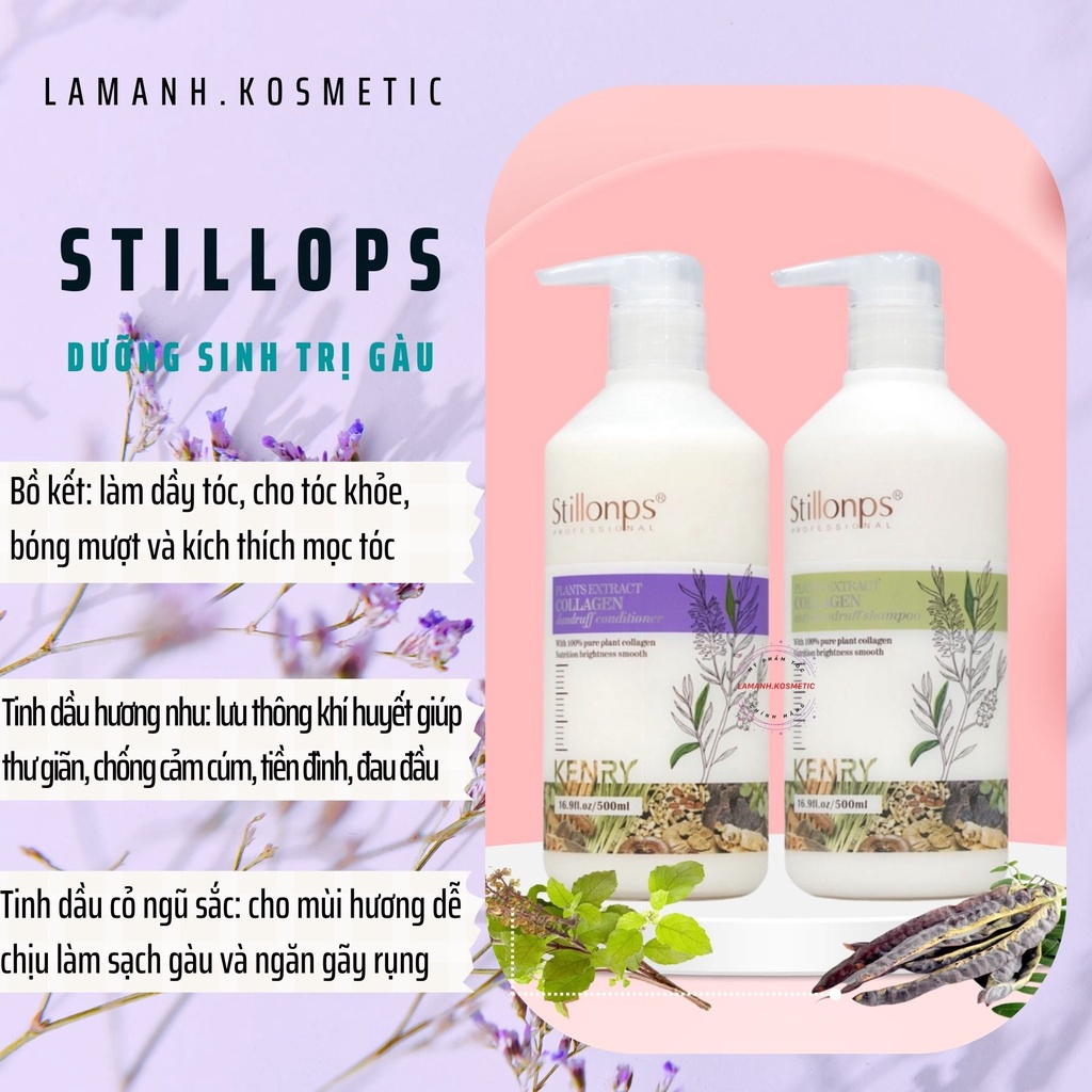 Cặp dầu gội xả Kenry Stillonps 500ml -1000ml Giúp hỗ trợ làm sạch gàu, giảm gàu giảm tóc gãy rụng