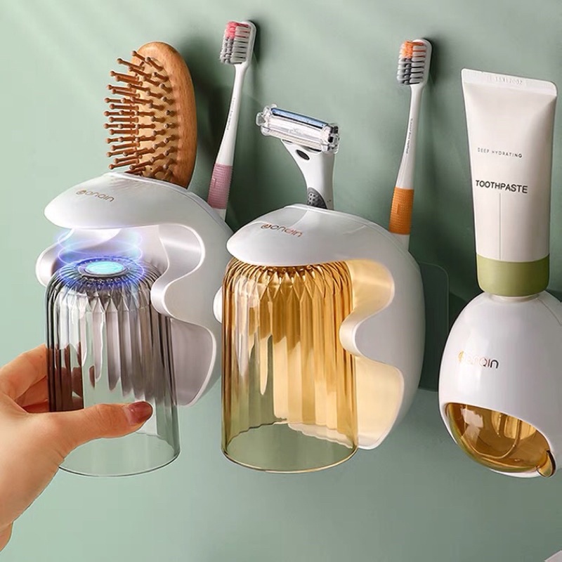 Bộ nhả kem đánh răng tự động/Bộ cốc đựng kèm ống đựng bàn chải