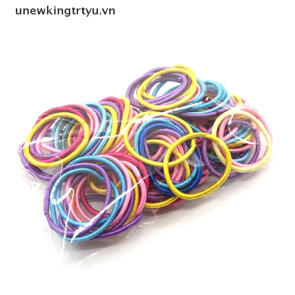 Set 100 Dây Buộc Tóc Co Giãn Nhiều Màu Sắc Dành Cho Bé Gái