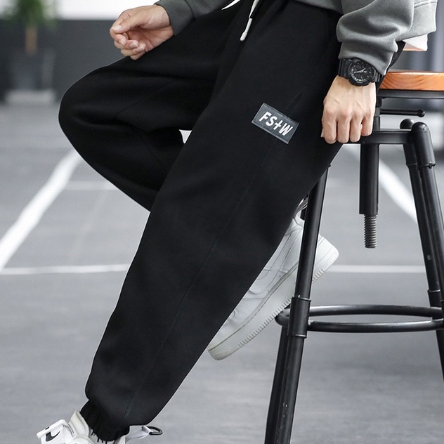 Quần dài Jogger nam thể thao nam in logo FSM chữ đơn giản chất vải nỉ da cá 100 cotton HappyFamily