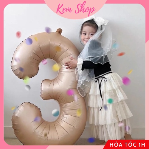 Bóng số sinh nhật màu nâu tông Hàn Quốc size đại 32'' chụp hình, trang trí sinh nhật - Kem Shop K225