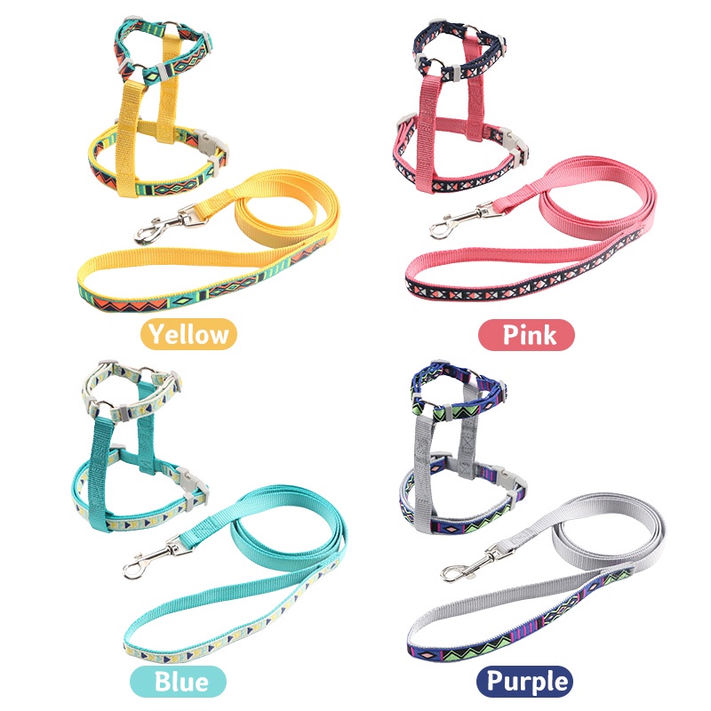 HamshMoc Hoa Mèo Dây Và Dây Xích Bộ Có Thể Điều Chỉnh Nylon Thú Cưng Dây Xích Mềm Cho Mèo Con Chó Con Thỏ