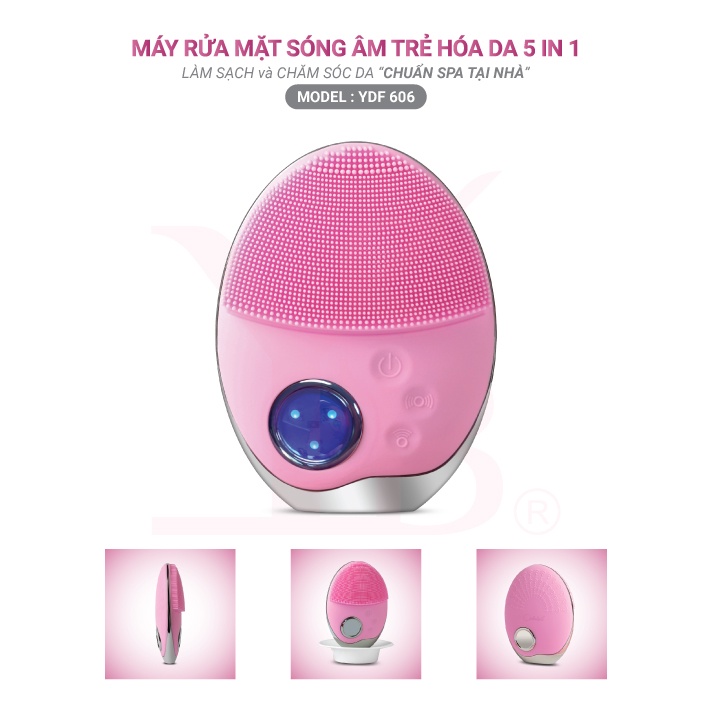 [GIÁ SỐC 65K] Máy Rửa Mặt YDF 606 Sóng Âm - Sạch Sâu, Đẩy Tinh Chất, Sạc Không Dây