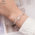 Lắc tay bạc nữ TLEE cỏ bốn lá đá trắng lấp lánh dây rút bạc 925 cao cấp TLEE JEWELRY LT0112 — ảnh 4