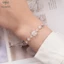 Lắc tay bạc nữ TLEE cỏ bốn lá đá trắng lấp lánh dây rút bạc 925 cao cấp TLEE JEWELRY LT0112