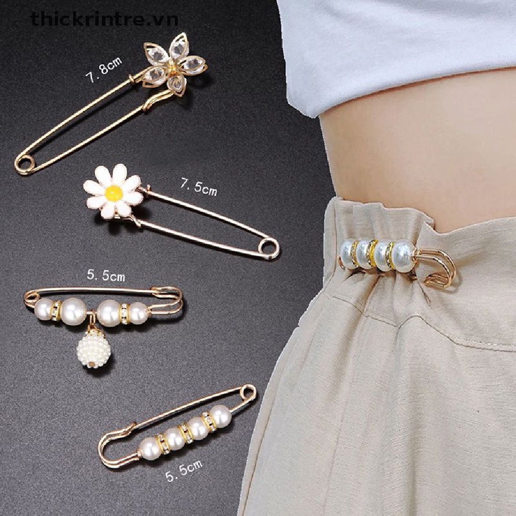 Set 3 Ghim Cài Áo Đính Đá Ngọc Trai Nhân Tạo Thời Trang