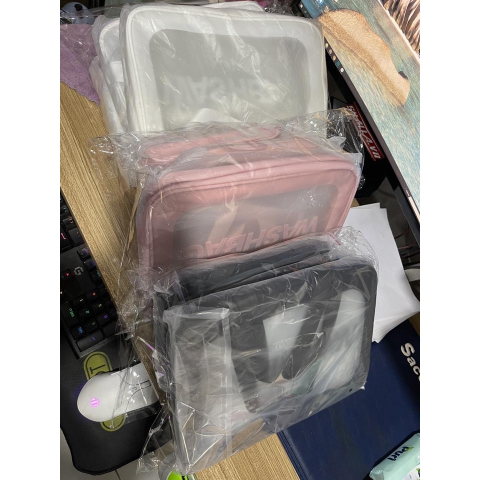 Combo 6 Túi mỹ phẩm trong suốt washbag nhựa PVC da Pu 3 màu đi bơi đi biển du lịch H1991 (mẫu mới)