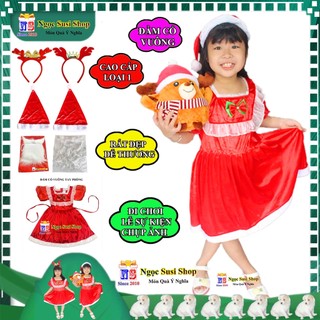ĐẦM CỔ VUÔNG TAY PHỒNG ĐẦM NOEL BÉ GÁI TỪ 1 - 8 TUỔI  VẢI NHUNG CAO CẤP - DÙNG MẶC ĐI CHƠI LỄ SỰ KIỆN CHỤP ẢNH