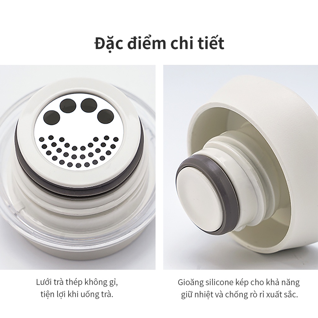 Bình giữ nhiệt LocknLock Feather Light Ring 460ml LHC4244 Màu Hồng , có khay lưới lọc trà - K-MALL