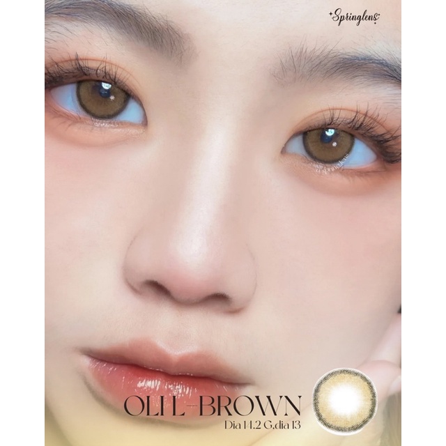 Kính áp tròng Beige nâu OLI L-BROWN (Olivia) viền style Hàn 1 tháng | Spring Lens