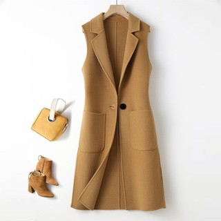Len Vest Nữ Quần Áo 2022 Thời Trang Sang Trọng Nữ Phù Hợp Với Áo Cardigan Áo Vest Áo Vest Dài Hợp Thời Trang Giữa Chiều Dài Thời Trang