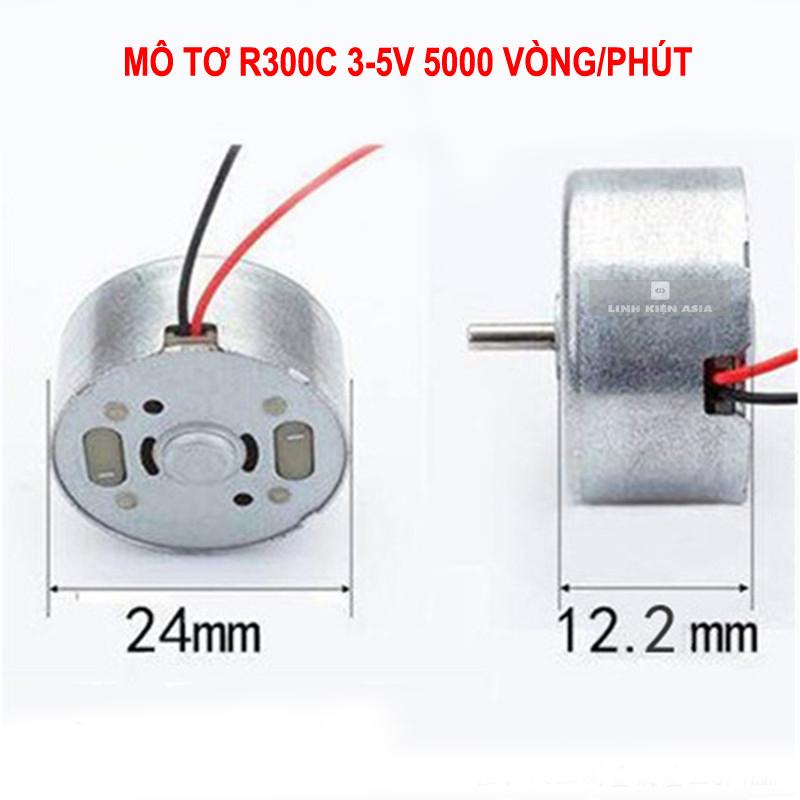 Mô Tơ Mini R300C 5500rpm DC 3V - 6V Động cơ dùng được tấm pin mặt trời ...