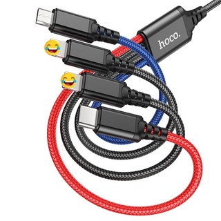 Cáp sạc 4 đầu Hoco X76 2 cổng LaiNing / Type-C / MicroUSB dài 1M, max 2A