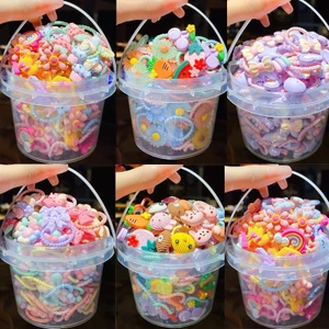 Set 20 Dây Buộc Tóc Cao Su Co Giãn Không Làm Đau Họa Tiết Hoạt Hình Phong Cách Hàn Quốc Cho Bé