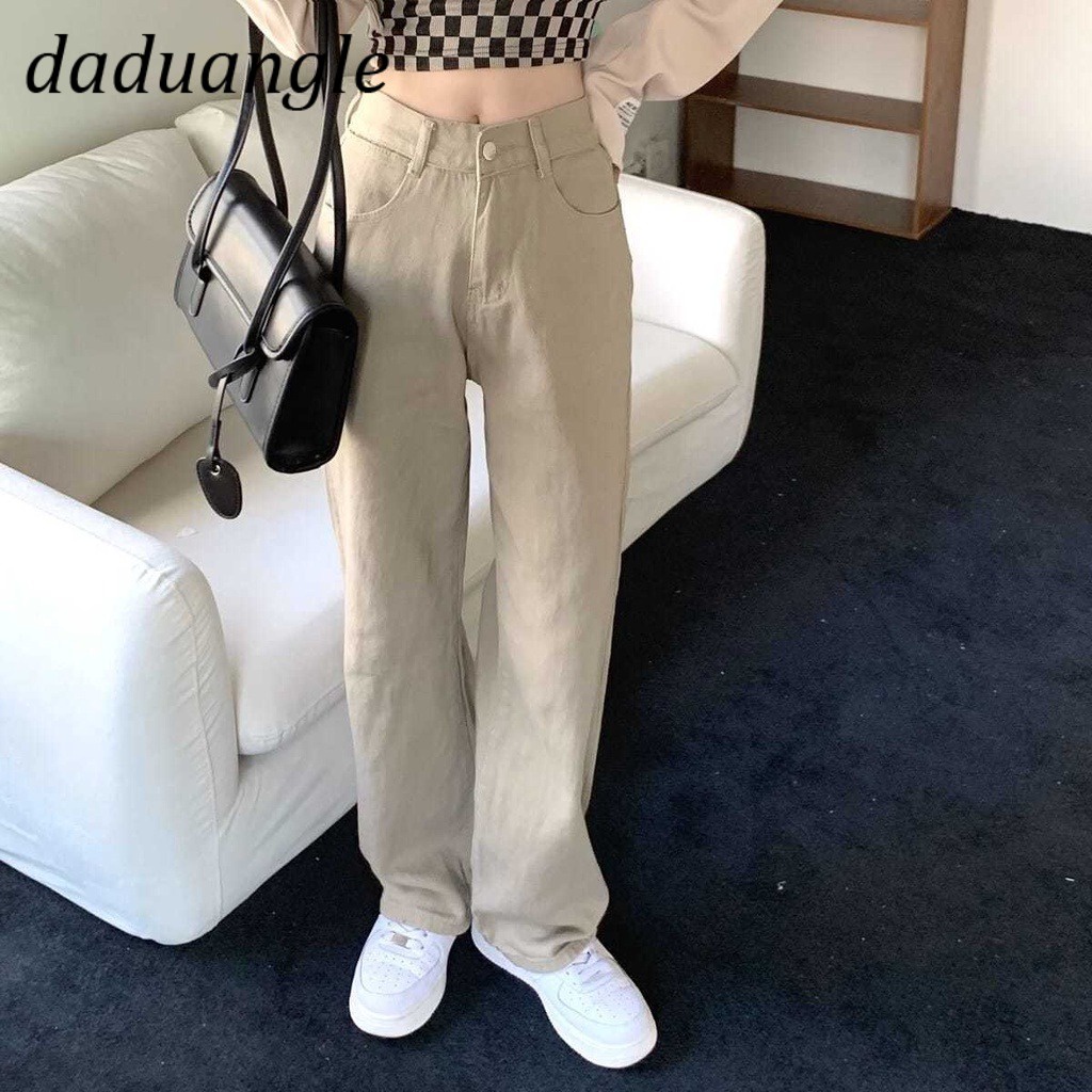 Ảnh Daduhey Quần jean lưng cao ống rộng thời trang phong cách Hàn Quốc cá tính cho nữ 4