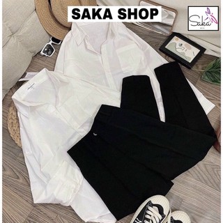 Quần tây đen nữ trơn phong cách ulzzang dáng baggy công sở , quần tây đen nữ học sinh saka shop