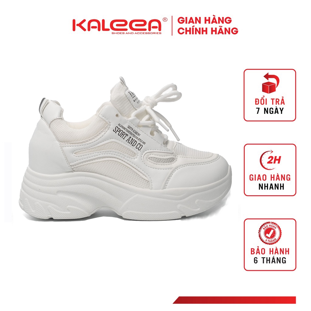 Giày Thể Thao Nữ Độn Đế Cao 6p Kaleea T60  Sneaker Tốn Dáng Hai Màu Đen Trắng Chất Lưới Dệt Kim Mềm Mại